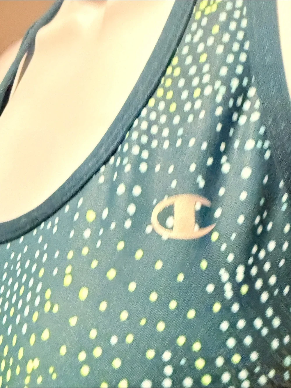 Champion Teal and Lime Dot Racerback Sports Bra
